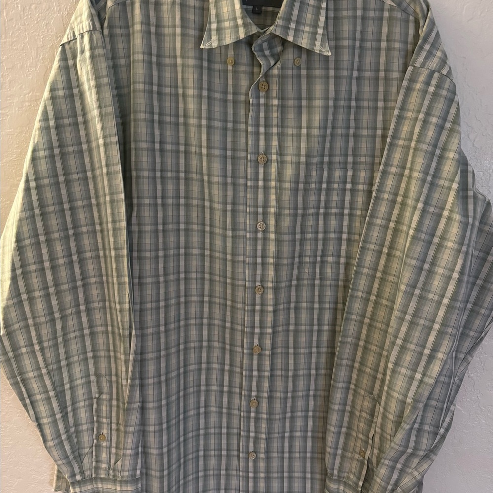 Hickey Freeman Men's Casual Plaid Shirt - Blue and Gray